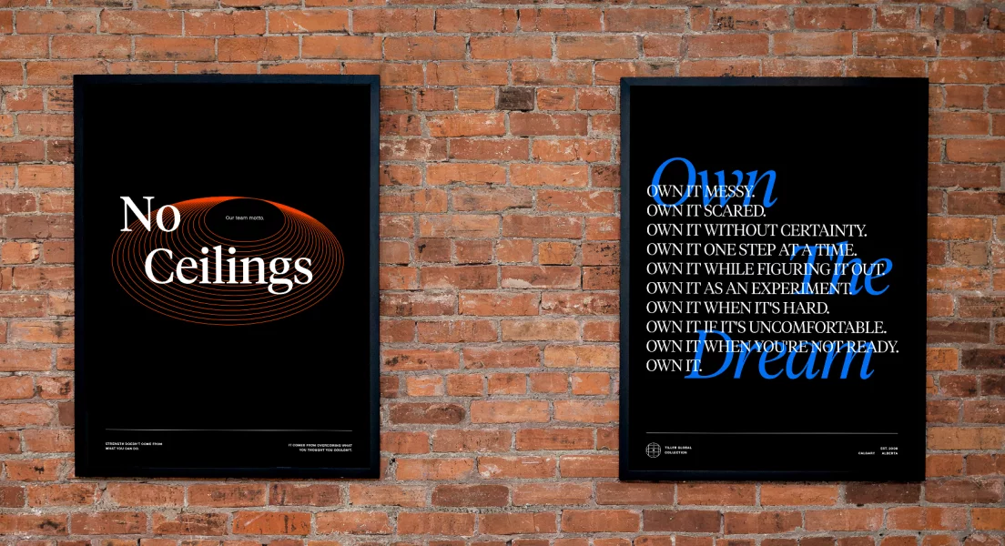 Tiller artwork on a brick wall