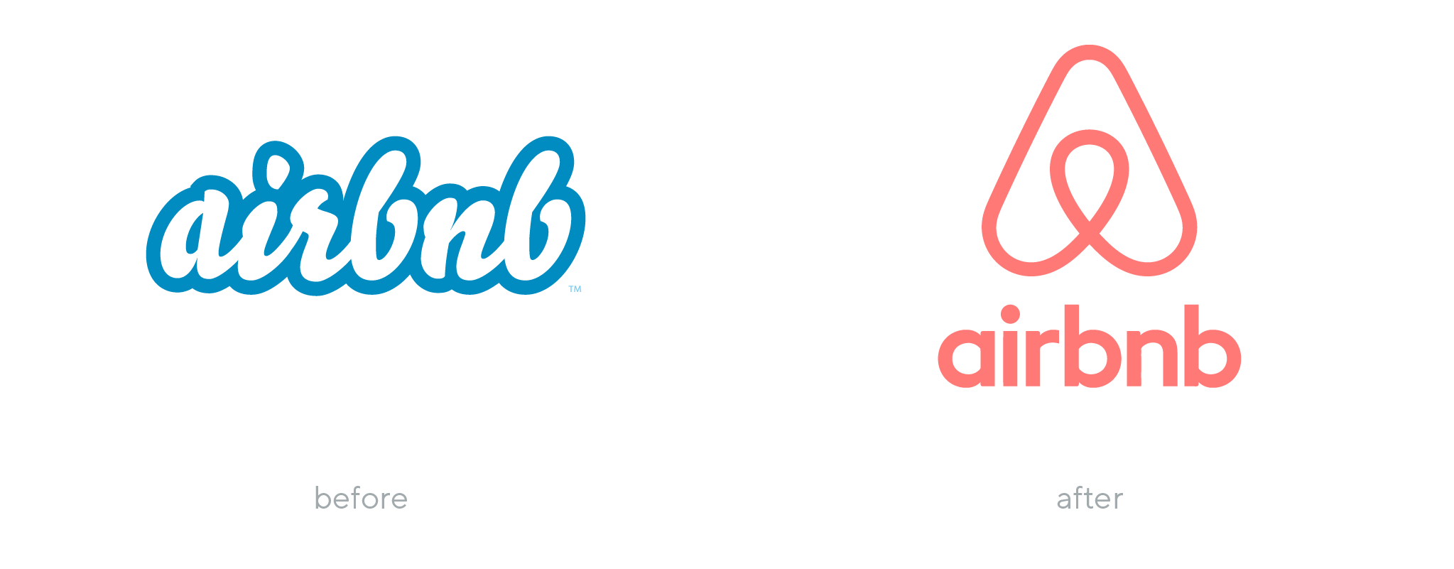 Airbnb logo before and after rebranding