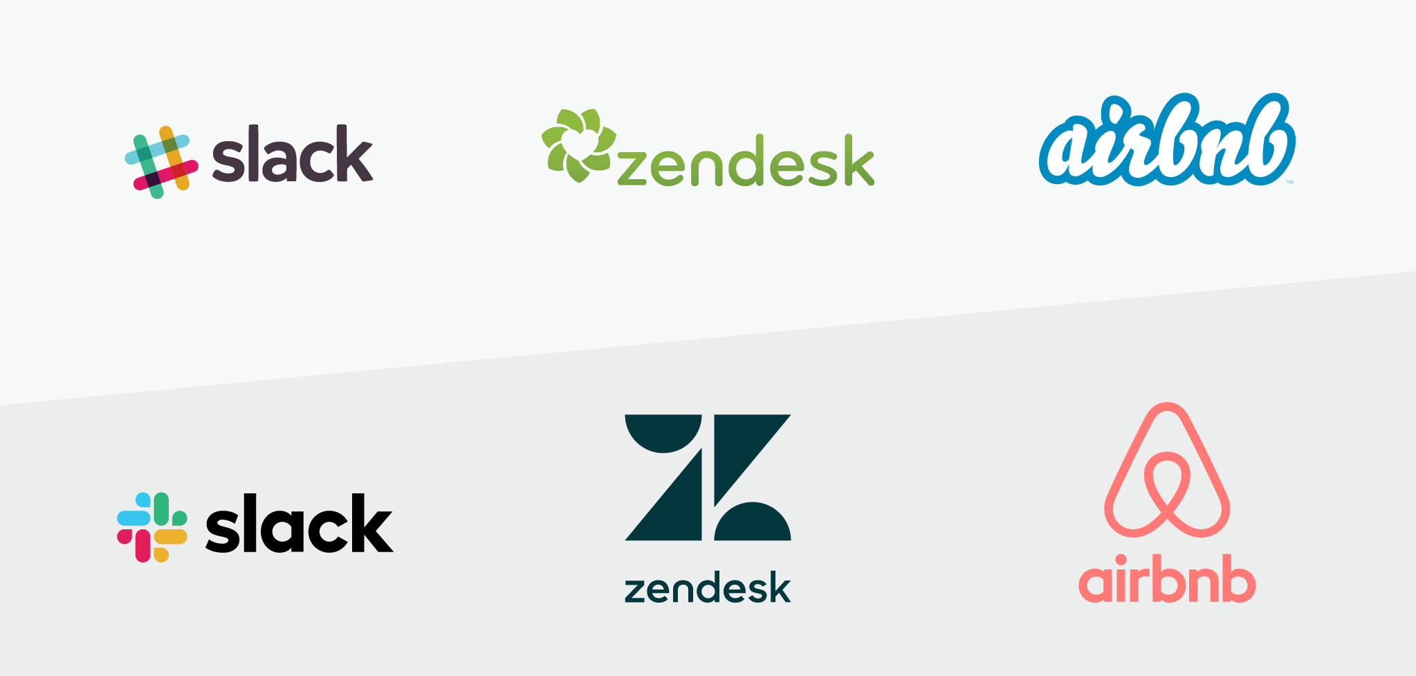 Slack rebrand, Zendesk rebrand, Airbnb rebrand