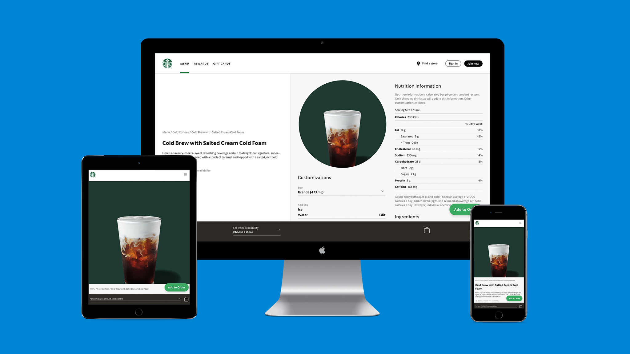 Illustration of the Starbucks progressive web app