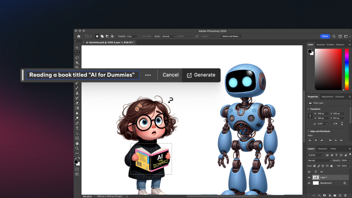 Screenshot of prompts used to generate AI illustrations for the storybook, "Tech for Tots"