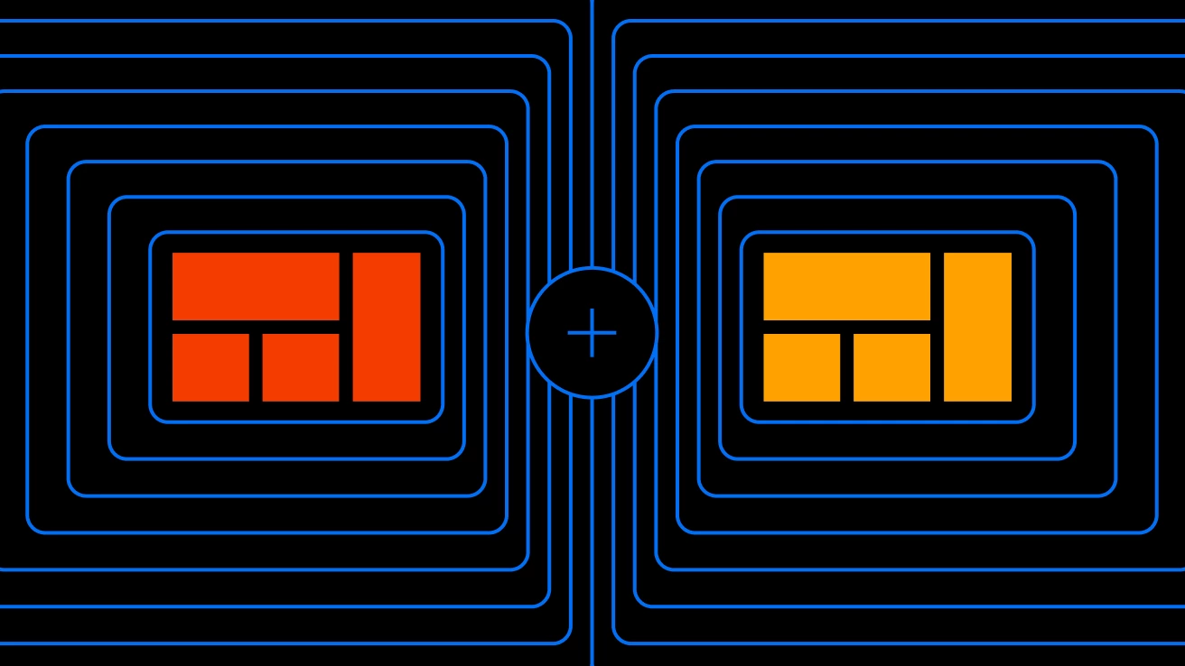 Depiction of 2 websites for 2 different companies undergoing M&A